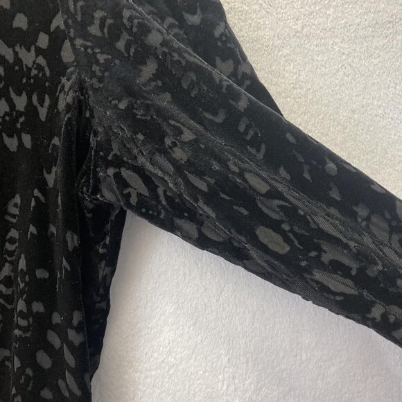 Velvet Burnout Button Up Shirt Womens Large Black Stretch Long Sleeve Witchy - Picture 10 of 14